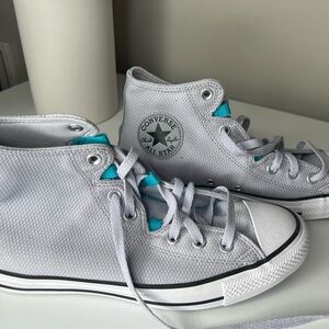 Converse Light Gray and Teal High-Tops